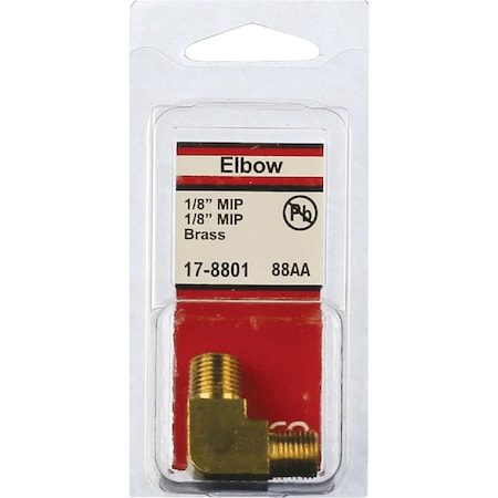 Westlake Pipe & Fittings 1/8'' MPTx1/8'' MPT 90 Deg. Brass Elbow, 1/4 Bend 17-8801