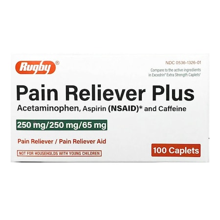 Major Pharmaceuticals Pain Relief, Acetaminophen/Aspirin/Caffeine Tablets, 250mg/250mg/65mg Strength, 100PK 00536132601