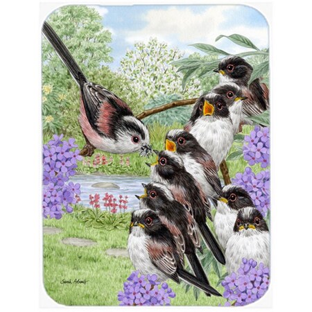 Carolines Treasures Long Tailed Tits Glass Cutting Board- Large ASA2102LCB