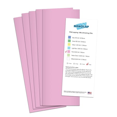 Nanolap PSA Lapping Film, 5 Pc 3 Micron (8,000 Grit), 4-0.25 in x 11 in Microfinishing Fine Sanding Paper 61555N