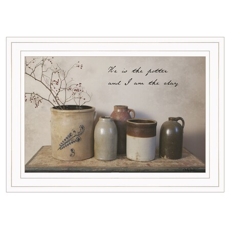 Homeroots He is the Potter 1 White Framed Print Wall Art 406427