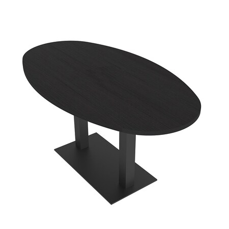 Skutchi Designs Boval Conference Table With Power Unit, 36 in W, 72 in L, Black HAR-BOVL-36X72-DOU.BK-U999ST19-NA