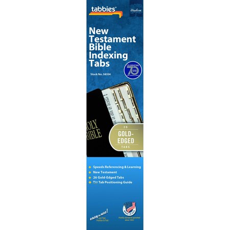 Tabbies BIBLE INDEXING TABS - CLASSIC NT & OT ONLY, 26 GOLD-EDGED TABS, 1"L - 1/4" EXT, 10 PKS/BX, 10PK 58334