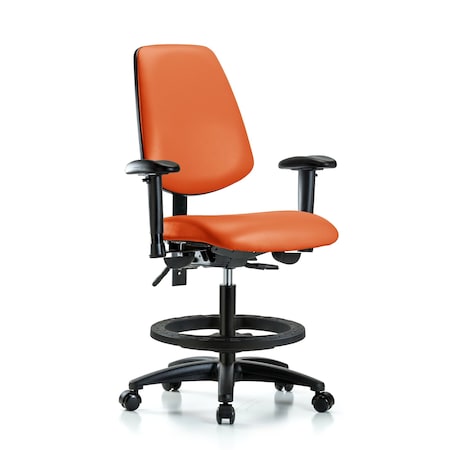 Blue Ridge Ergonomics Medium Bench Chair Adjustable Arms, 22" to 29" Height, Vinyl, Orange Kist BR-VMBCH-MB-RG-T0-A1-BF-RC-8613