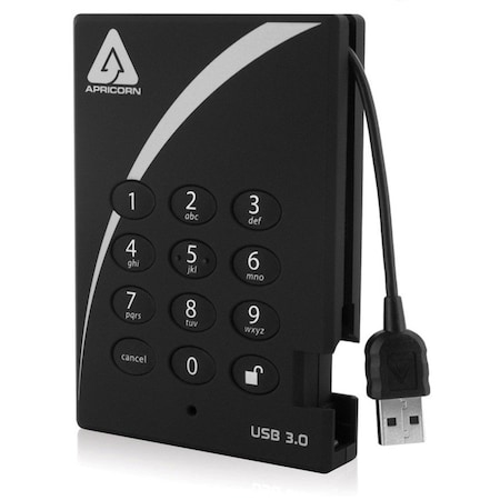 Apricorn Mass Storage Apricorn Aegis Padlock 2 TB Portable Hard Drive - External - USB 3.0 - 5400rpm - 3 Year Warranty A25-3PL256-2000