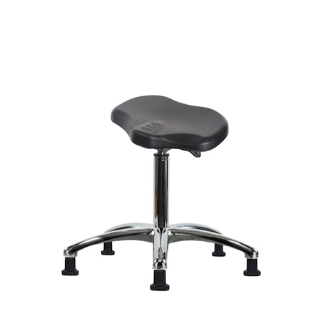 Blue Ridge Ergonomics Poly ESD Ray Sit-Stand Stool Chrome-Medium Bench Height with ESD Stationary Glides in ESD Black Poly ESD-PRPMBSO-CR-NF-EG