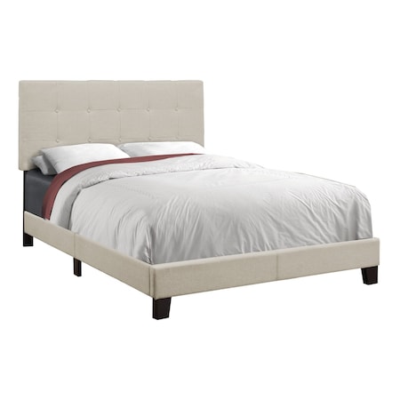 Homeroots Beige Full Tufted Upholstered Bed Frame 333287