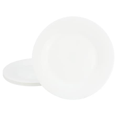 Gibson Ultra White Shadow 6 Piece 10 Inch Opal Glass Dinner Plate Set in White 142394.01