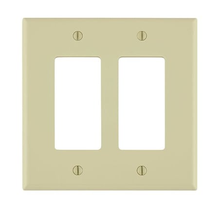 Leviton Wall Plate, Duplex Outlet, Ivory, Nylon PJ262-I
