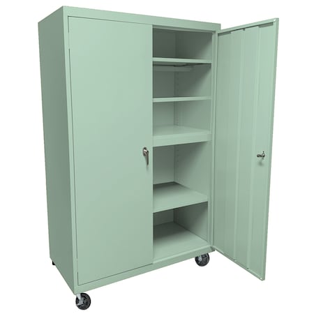 Steel Cabinets Usa Mobile Steel Storage Cabinet, 36" W, 66" H, Pastel Green, 4 Shelves MAAH-3624RB-PT GRN
