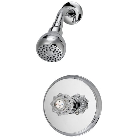 Boston Harbor Shower Faucet, 1.75 gpm, 2.75 in Showerhead, Metal/Plastic, Round Showerhead, Knob Handle GU-F1010207CP