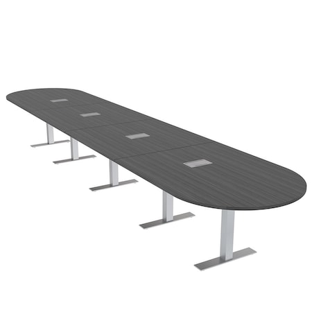 Skutchi Designs 18ft Racetrack Conference Table With Power | Harmony Series | 18 Person Meeting Room Table HAR-RAC-48X216-T-WA7949-ESIL