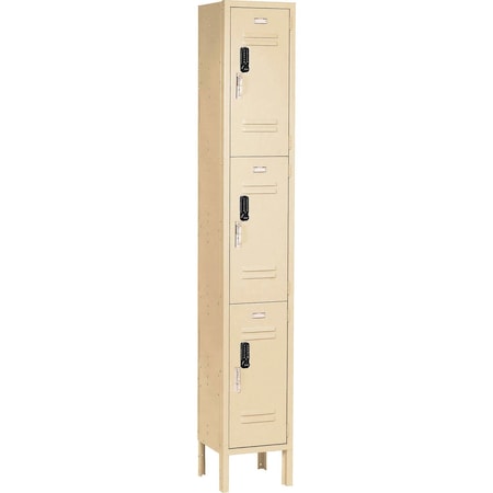 Global Industrial 3-Tier 3 Door Digital Locker, 12"W x 15"D x 78"H, Tan, Assembled 290832