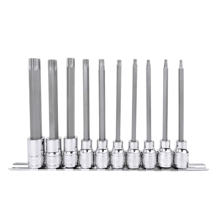 Genius Tools 10PC 1/2in Dr. Tamperproof Star Bit Socket Set (150mmL) BS-410TC