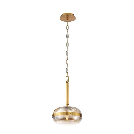 Eurofase Cumberland Contemporary LED Pendant, 1-Light, 600 Lumens, Opal/Antique Brass 37196-011