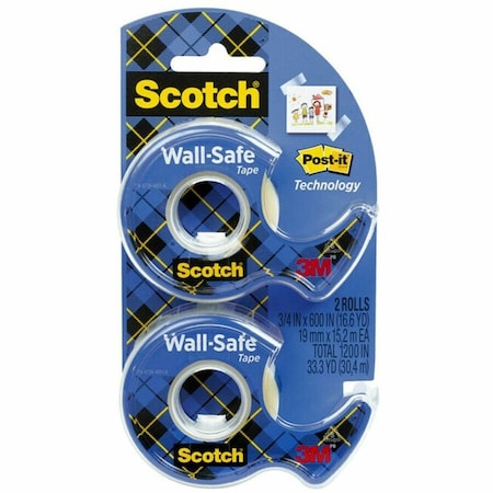 Scotch WallSafe Tape, Translucent, 2PK MMM183DM2