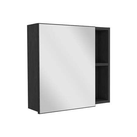 Homeroots 20" Black Wood Floating Single Door Bathroom Vanity And Medicine Cabinet With Mirror 543587