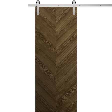 Sartodoors Modern Barn Door 18 x 80 inches, Ego 5005 Marble Oak, 6.6FT Silver Rail Track Heavy Hardware Set , EGO5005BD-S-DMR-18