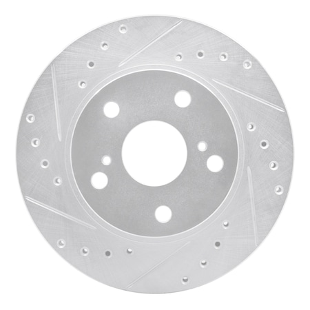 Dynamic Friction Co DFC Brake Rotor - Drilled and Slotted - Silver 631-76040L