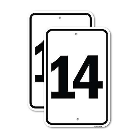 Signmission Sign with Number '14, 18'' X 24'' 2 Signs, Heavy Gauge Aluminum, 2PK A-1824-2PACK-22908