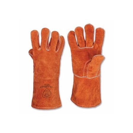 Tillman Stick Welding Gloves, 1010, Select Shoulder Split Cowhide Palm/BOH/Cuff, Lg, Russet, 14 in L, 6PK 724-1010