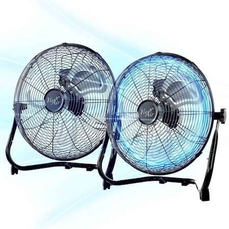 Vie Air Twin 12 Inch High Velocity All Metal Tilting 3 Speed Floor Fan in Black VA-12-TWIN