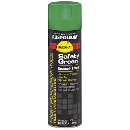 Rust-Oleum Rust Preventative Spray Paint, Safety Green, Gloss, Solvent, 15 oz V2133838