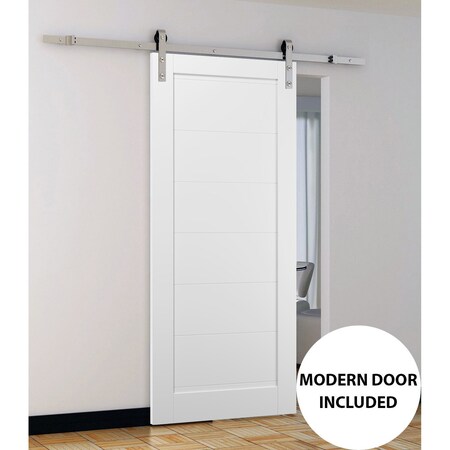 Sartodoors Barn Interior Door, 18" x 80", White QUADRO4115BD-S-WS-18
