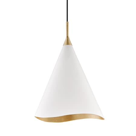 Hudson Valley Lighting Martini 1 Light Pendant 13 In. Gold Leaf/Soft Off White Combo 9613-GL/WHT