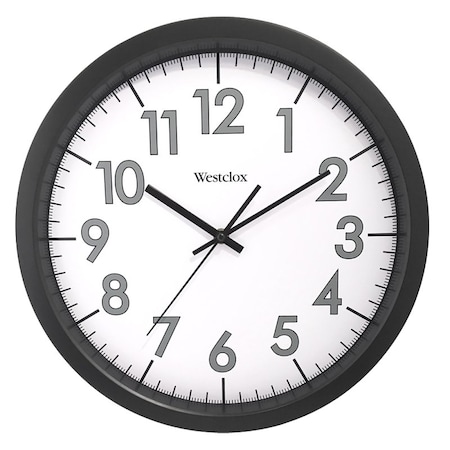 Westclox Clock, Round, Black Frame, Plastic Clock Face, Analog 32067