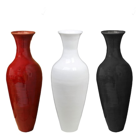 Uniquewise Elegant 3-Piece Tall Floor Vase Set - Glossy White, Black, and Red - 37.5in High, 14in QI003713.3
