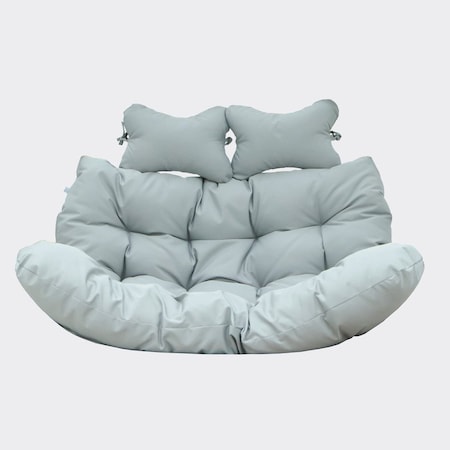 Leisuremod 2-Person Hanging Egg Chair Cushion, Weather-Resistant, Headrest & Zippered Cover ES52C-LGR