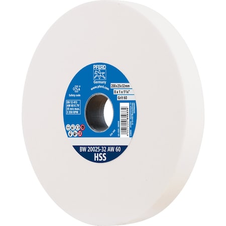 Pferd PFERD Vitrified Bench Wheel, HSS, 8in x 1 x 2, 60 Grit, Aluminum Oxide 61725