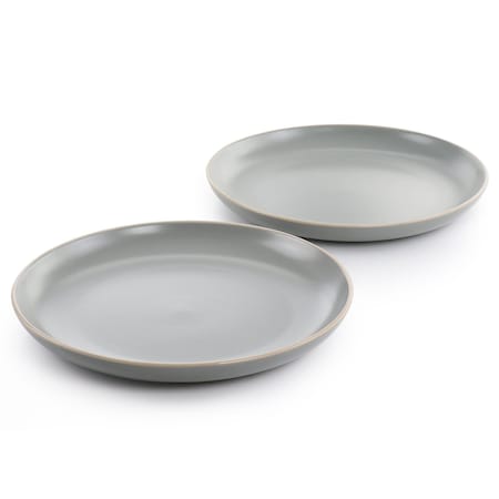 Gibson Home Rockaway 2 Piece 10.5 Inch Round Stoneware Dinner Plate Set in Matte Grey 138969.02