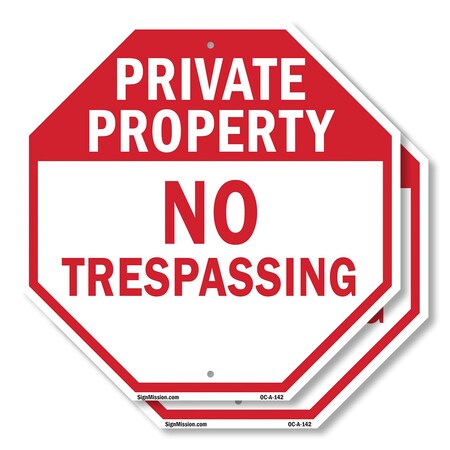 Signmission Private Property No Trespassing, 6 inch X 6 inch, Plastic Sign, 2PK OC-P-2PACK-6-142