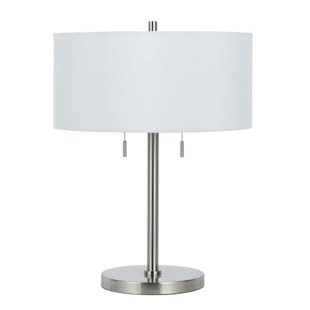 Homeroots 24" Nickel Metal Two Light Table Lamp With White Empire Shade 524693