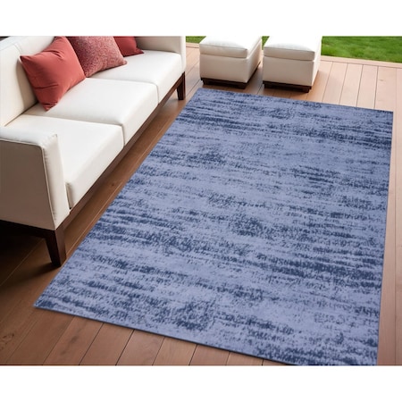 Homeroots 4' X 6' Denim Blue And Navy Blue Abstract Indoor Outdoor Area Rug 545502