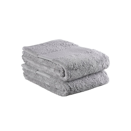 Homeroots Set of Two Light Gray Cotton 13" X 13" Quick Dry Terry Cloth Washcloths, 2PK 700344