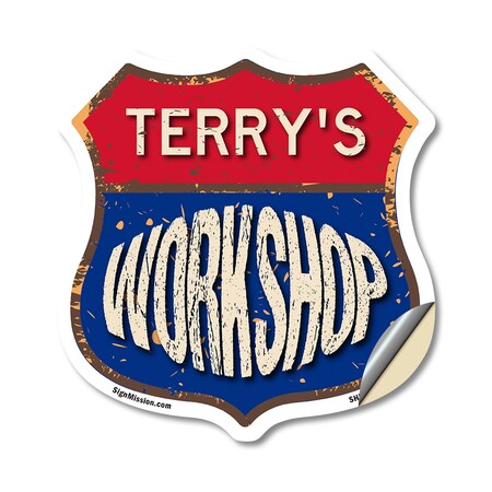 Signmission Terry's Workshop, 12 Inch X 12 Inch, Vinyl Decal SHI-D-12-489-TERRY