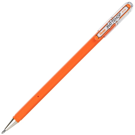 Pentel Hybrid MATTEHOP Gel Roller, 1.0mm, Matte Orange Ink, 12PK K110-VF