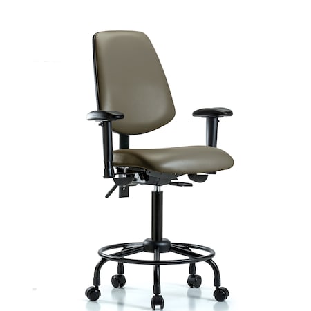Blue Ridge Ergonomics Vinyl Chair, Vinyl, Adjustable Arms BR-VMBCH-MB-RT-T1-A1-RC-8809