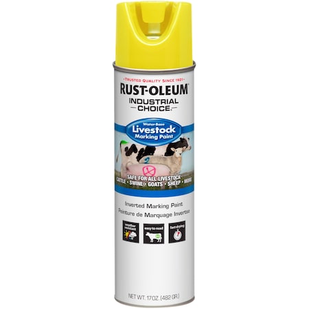 Rust-Oleum Livestock Marking Paint, Fluorescent Yellow, Water, 17 Oz 383020