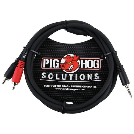 Pig Hog 3-Feet Stereo Breakout Cable, 3.5mm to Dual RCA PB-S3R03