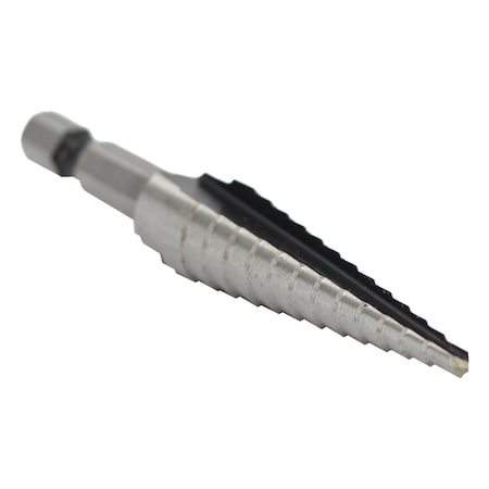 Drill America No 1 HSS Quick Change Hex Shank Step Drill Bit (1/8"- 1/2 by 1/32") VAC1HEX