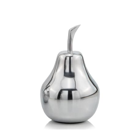 Homeroots 7" Silver Buffed Aluminum Decorative Pear Tabletop Sculpture 354681