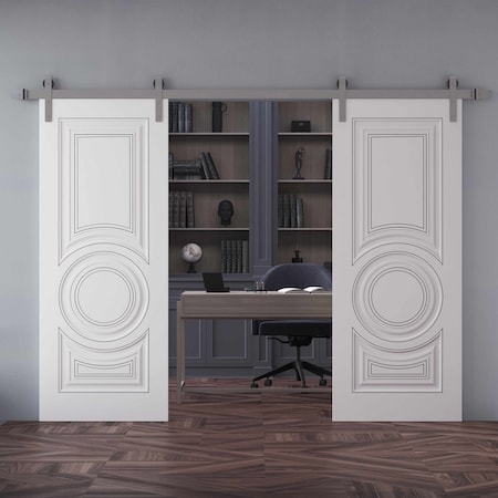 Sartodoors Double Barn Door 56x96 inches White Solid Core Modern Interior ROYAL9855DB-S-EMAL-5696