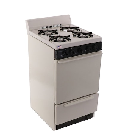 Premier Gas Range, Battery Ignition, Four 9100 BTU Burners, 20 inW x 40 inH x 24.5 inD, 2.42 cu. Ft, Biscuit 805725
