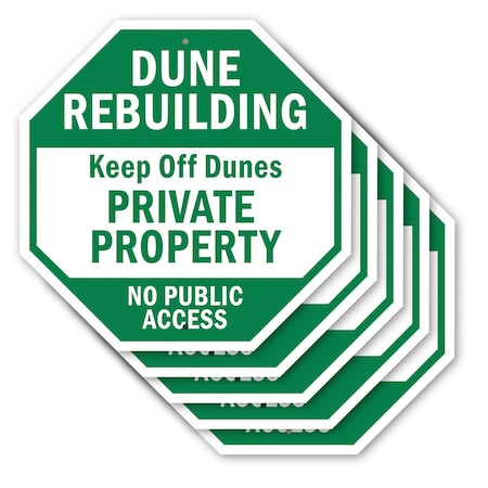 Signmission Dune Rebuilding Keep Off Dunes Priv, 10 inch X 10 inch, Aluminum Metal Signs, 5PK OC-A-5Pack-10-50