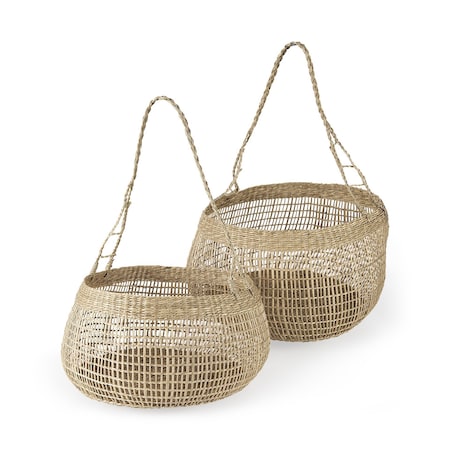 Homeroots Set of Two Brown Wicker Basket, 2PK 392167