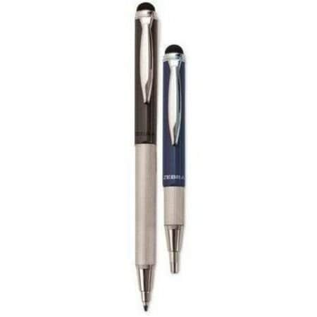 Zebra Pen oration StylusPen Telescopic Ballpoint Pen - Stylus- Black Ink- Blue-Gray Barrel 33602